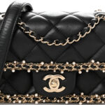 Lambskin Quilted Pearl Edge Mini Rectangular Flap Bag Black - Image 7