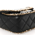 Lambskin Quilted Pearl Edge Mini Rectangular Flap Bag Black - Image 8