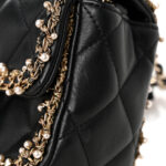 Lambskin Quilted Pearl Edge Mini Rectangular Flap Bag Black - Image 10