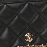 Lambskin Quilted Pearl Edge Mini Rectangular Flap Bag Black - Image 11