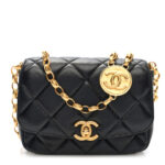 Lambskin Quilted Small CC Coin Flap Bag Black - Image 11