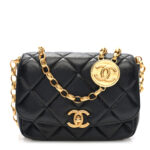Lambskin Quilted Small CC Coin Flap Bag Black