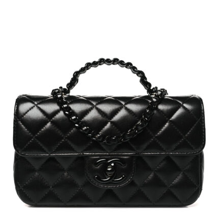 Lambskin Quilted Small Coco Pop Top Handle Flap So Black