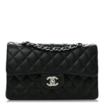 Lambskin Quilted Small Double Flap Black - Image 12