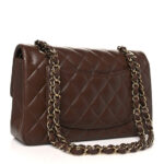 Lambskin Quilted Small Double Flap Dark Brown - Image 5