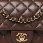 Lambskin Quilted Small Double Flap Dark Brown - Image 9