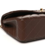 Lambskin Quilted Small Double Flap Dark Brown - Image 10