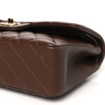 Lambskin Quilted Small Double Flap Dark Brown - Image 3