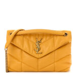 Lambskin Quilted Small Loulou Puffer Monogram Chain Satchel Saffran