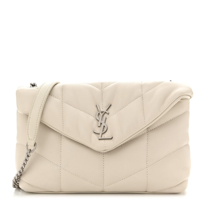 Lambskin Quilted Toy Loulou Puffer Monogram Chain Satchel Crema Soft - Image 1