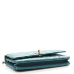 Lambskin Quilted Trendy CC Wallet On Chain WOC Green - Image 4