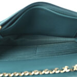 Lambskin Quilted Trendy CC Wallet On Chain WOC Green - Image 5