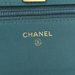 Lambskin Quilted Trendy CC Wallet On Chain WOC Green - Image 6