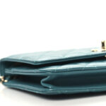 Lambskin Quilted Trendy CC Wallet On Chain WOC Green - Image 10