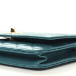 Lambskin Quilted Trendy CC Wallet On Chain WOC Green - Image 11
