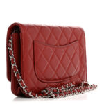 Lambskin Quilted Wallet On Chain WOC Red - Image 15