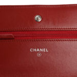 Lambskin Quilted Wallet On Chain WOC Red - Image 18