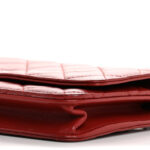 Lambskin Quilted Wallet On Chain WOC Red - Image 6