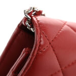 Lambskin Quilted Wallet On Chain WOC Red - Image 7