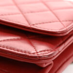 Lambskin Quilted Wallet On Chain WOC Red - Image 8