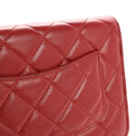 Lambskin Quilted Wallet On Chain WOC Red - Image 10