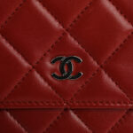 Lambskin Quilted Wallet On Chain WOC Red - Image 11