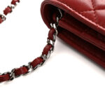 Lambskin Quilted Wallet On Chain WOC Red - Image 12