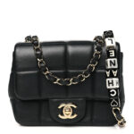 Lambskin Resin Crystal Square Quilted Monacoco Mini Flap Black - Image 3