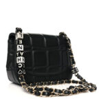 Lambskin Resin Crystal Square Quilted Monacoco Mini Flap Black - Image 10