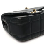 Lambskin Resin Crystal Square Quilted Monacoco Mini Flap Black - Image 8