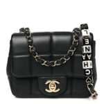 Lambskin Resin Crystal Square Quilted Monacoco Mini Flap Black