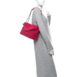 Merino Shearling Lambskin Quilted Small Loulou Puffer Monogram Chain Satchel Fuchsia - Image 2
