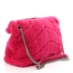 Merino Shearling Lambskin Quilted Small Loulou Puffer Monogram Chain Satchel Fuchsia - Image 3