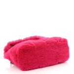 Merino Shearling Lambskin Quilted Small Loulou Puffer Monogram Chain Satchel Fuchsia - Image 4