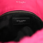 Merino Shearling Lambskin Quilted Small Loulou Puffer Monogram Chain Satchel Fuchsia - Image 6