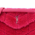 Merino Shearling Lambskin Quilted Small Loulou Puffer Monogram Chain Satchel Fuchsia - Image 8
