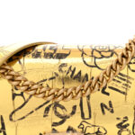 Metallic Calfskin Crocodile Embossed Graffiti Medium Cocodile Boy Flap Gold - Image 8