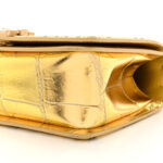 Metallic Calfskin Crocodile Embossed Graffiti Medium Cocodile Boy Flap Gold - Image 10