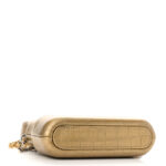 Metallic Calfskin Crocodile Embossed Small Gabrielle Clutch With Chain Gold - Image 14