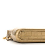 Metallic Calfskin Crocodile Embossed Small Gabrielle Clutch With Chain Gold - Image 11