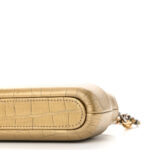 Metallic Calfskin Crocodile Embossed Small Gabrielle Clutch With Chain Gold - Image 12