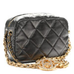Metallic Calfskin Pearl Quilted CC Mini Camera Case Ruthenium - Image 11