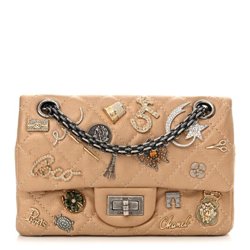 Metallic Calfskin Quilted Lucky Charms 2.55 Reissue 224 Flap Gold