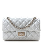 Metallic Grained Calfskin Quilted 2.55 Reissue Mini Flap Silver
