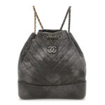 Metallic Grained Goatskin Gabrielle Backpack Dark Silver Gold - Image 9