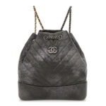 Metallic Grained Goatskin Gabrielle Backpack Dark Silver Gold