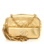 Metallic Lambskin Quilted Camera Case Gold - Image 13