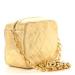 Metallic Lambskin Quilted Camera Case Gold - Image 3
