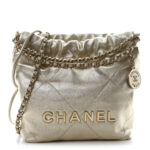 Metallic Lambskin Quilted Mini Chanel 22 Golden - Image 10