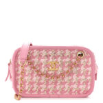 Metallic Lambskin Viscose Woven Camera Case Rose Beige